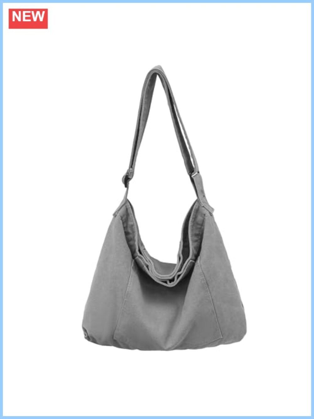 Cotton Canvas Tote Handbag Crossbody Beach Bag Hobo Shoulder Bag Zipper Closure